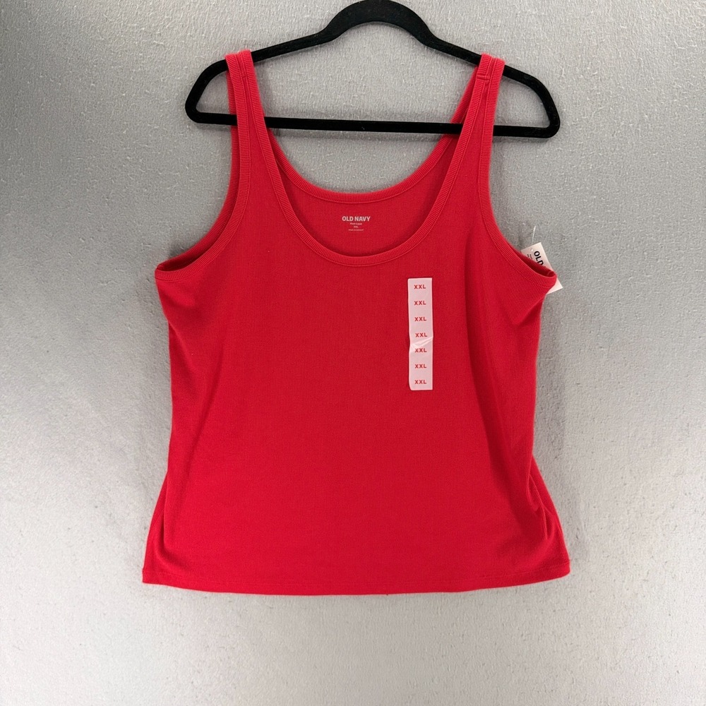 Old Navy Tank Top Womens XXL Red Ribbed Scoop Neck‎ First-Layer Minimalist NWT